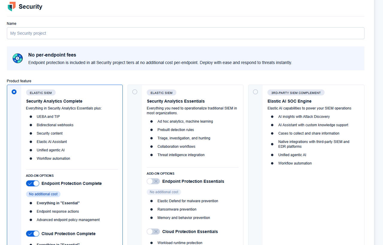 Configuración del proyecto Serverless — región y tipo