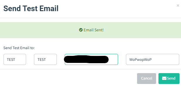 Botón de prueba de envío en Gophish
